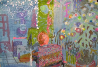 Новогодний голубой интерьер.