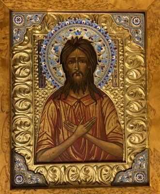 Икона в серебряном окладе. Святой Алексий, человек Божий