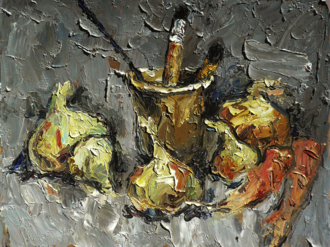 Лук, морковь и кисти. 2016.  