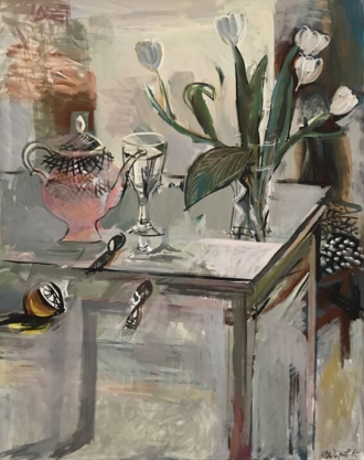 Цветы в мастерской ( с красным чайником )