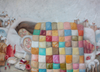 Зимний пейзаж с ребёнком