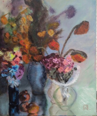 Натюрморт с сухими и искусственными цветами