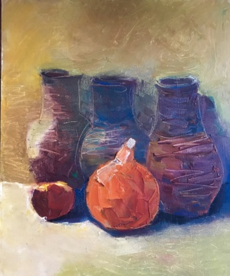 Серия # На желтом фоне #N2, Натюрморт с тыквой