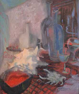 Натюрморт с  оаковинами и бутылками