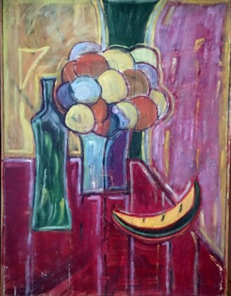 Натюрморт с зеленой бутылкой