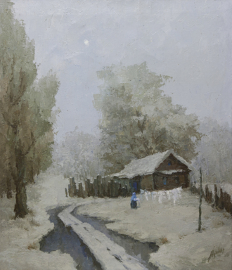 Первый снег в деревне