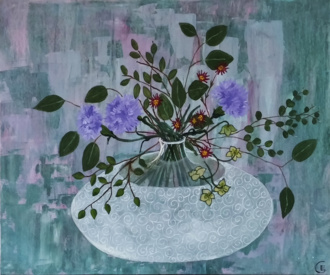 букет с сиреневыми гвоздиками