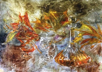 Стекло и листья