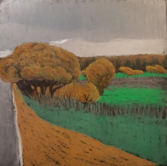 Пасмурный день. Деревья у обочины