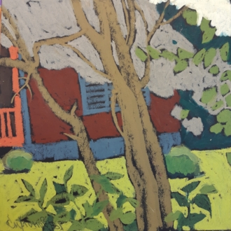 Сад. Дым от костра