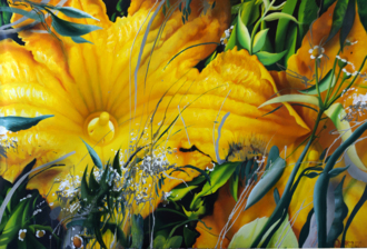 Цветок тыквы утром