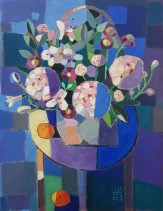 Букет цветов и мандарины