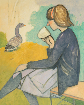 Девушка и серый гусь.
