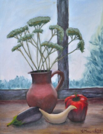 Натюрморт с перцем и баклажаном