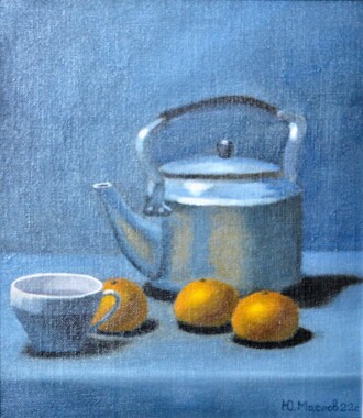 Натюрморт с чайником и мандаринами