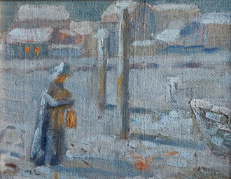 Зимний пейзаж с фонарщиком