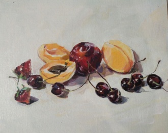 Фрукты на белой скатерти 