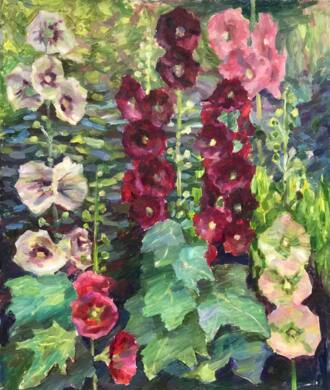 Мальвы цветут