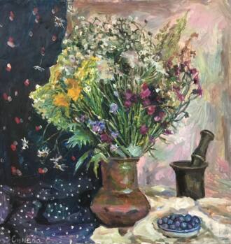 Голубика и цветы