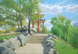 Беседка Солнца в прекрасную пору одуванчиков. г. Благовещенск