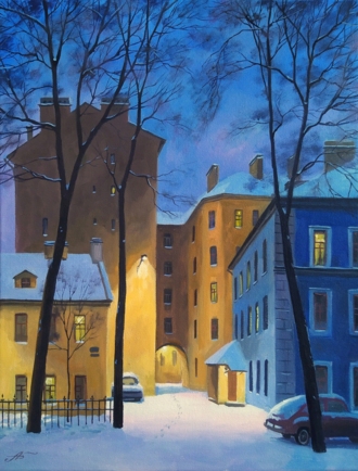 Зимний Ленинград. Домики у Нарвской. 