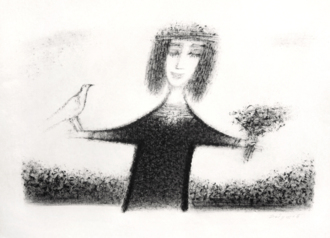 Птица и цветы