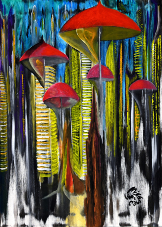 Красные зонтики