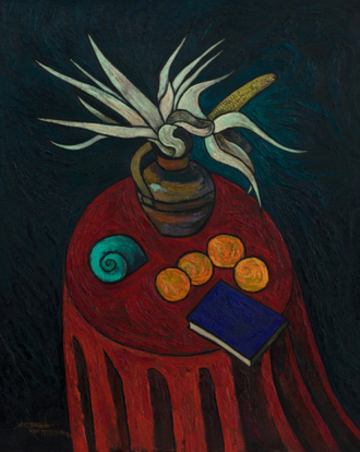 Натюрморт на красном столе