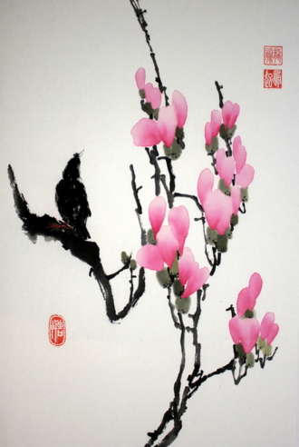 Магнолия и птичка