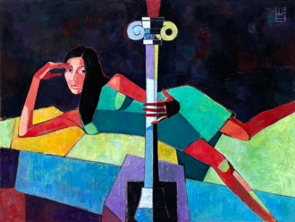 Фигура с красной вазой. В размышлении.