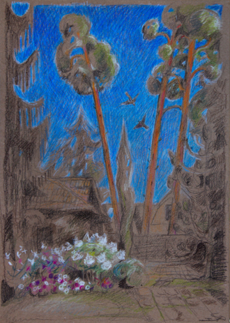 Пейзаж с соснами.