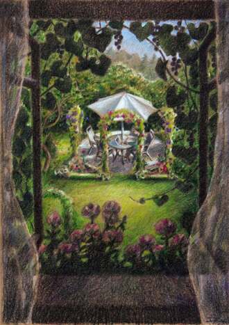 Вид из окошка на чердаке.