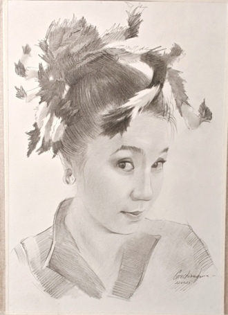 Портрет карандашом Девушка - паук