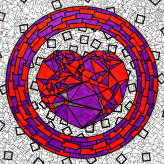 В любви (Ред) Графика про любовь Абстракция Сердце с кольцом