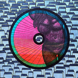 Матовый (2) Девушка в купальнике Пластинка в ретро стиле