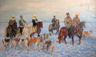 Император Александр II на охоте с борзыми