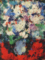 Цветы в голубой вазе