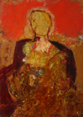 Портрет на красном фоне