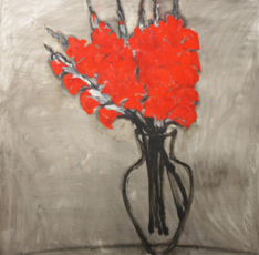 Красные гладиолусы