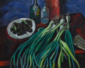 Натюрморт с луком и черешней