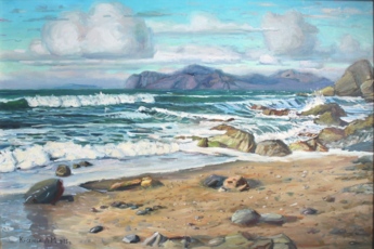 Крым, Черное море. Вид на Карадаг из Орджоникидзе.