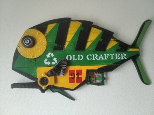 Рыба Old crafter № 91 Автор: Hakaro Размер:Высота 30cm, Ширина 45cm Вес 2.80 kg Материал: дерево, металл, пластик