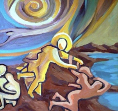 Библейская тема, как Бог создал женщину из ребра.