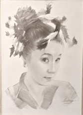 Портрет карандашом Девушка - паук