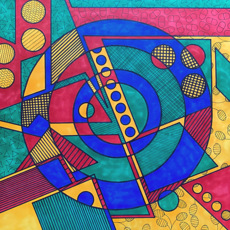 Шутка Геометрическая цветная абстракция маркером