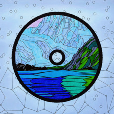 Микро (4) Горный пейзаж с морем Геометрический ландшафт с минимализмом