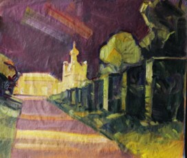 Петергоф .Дорога вдоль нижнего парка 2025 бумага масло 60х70см