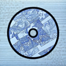 Разлив (2) Графика с жидким синим узором в образе виниловой пластинки 